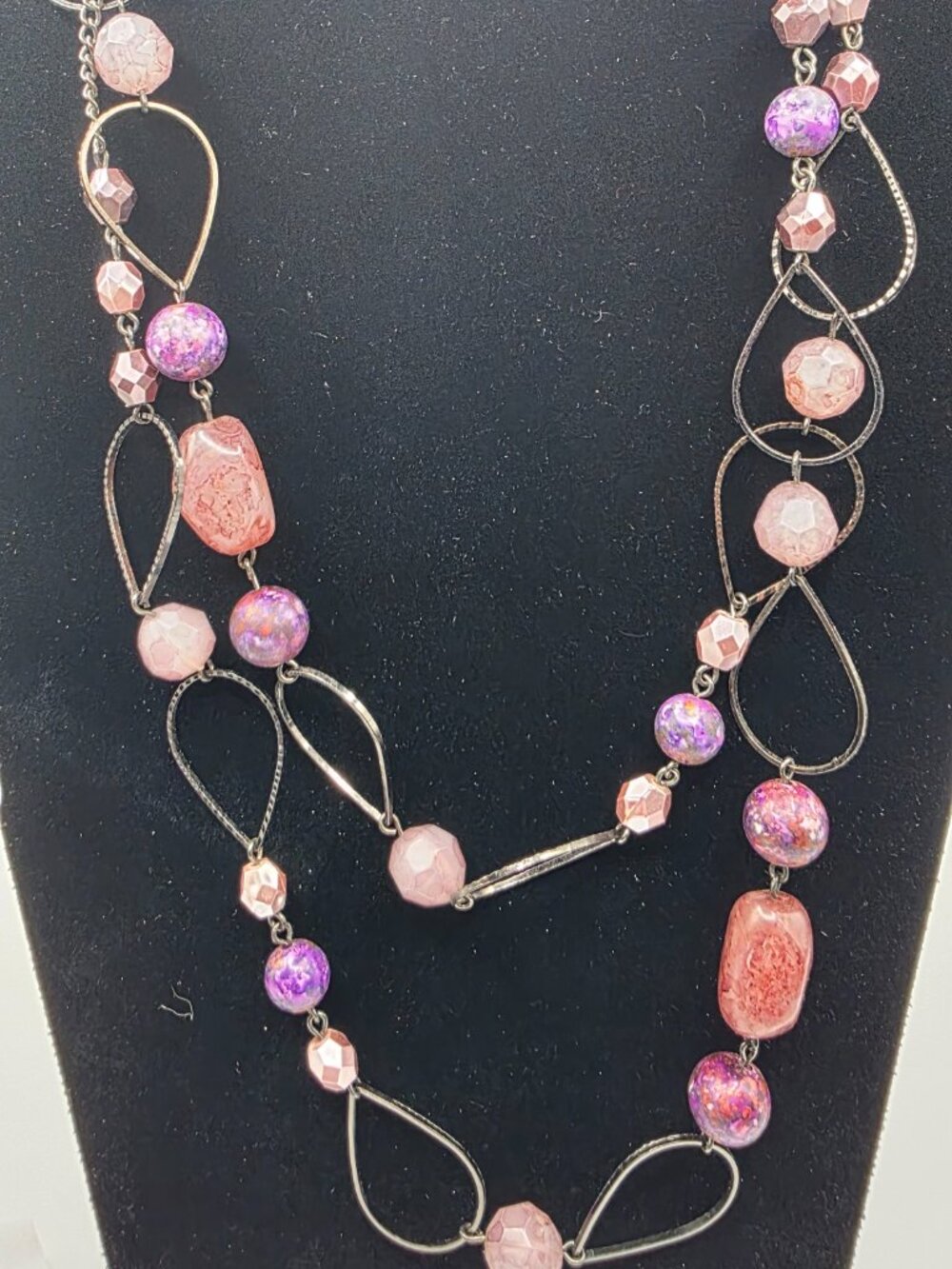 Premier Designs Rhapsody Long Purple Beaded Statement Necklace